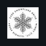 Modern Round Winter Snowflake Holiday Address Rubber Stamp<br><div class="desc">Modern holiday rubber stamp features a winter snowflake with round custom return address text.</div>