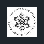 Modern Round Winter Snowflake Holiday Address Rubber Stamp<br><div class="desc">Modern holiday rubber stamp features a winter snowflake with round custom return address text.</div>