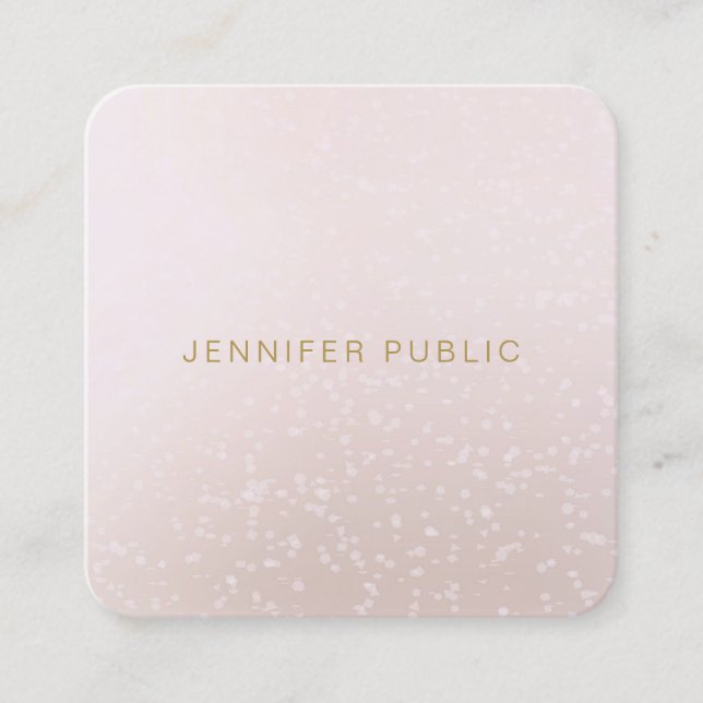 Modern Rounded Square Template Elegant Gold Font Business Card (Front)