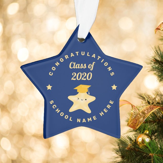 Modern Royal Blue and Gold Graduation Star Ornament (Creator Uploaded)