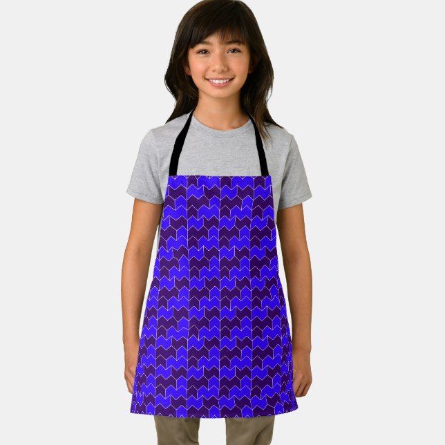 Modern Royal Blue and Purple Geometric Zigzag  Apron (Insitu)