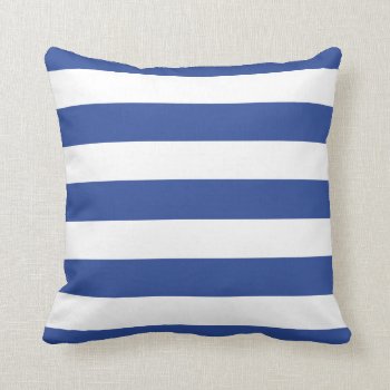 Modern Royal Blue And White Stripes Throw Pillow by cardeddesigns at Zazzle