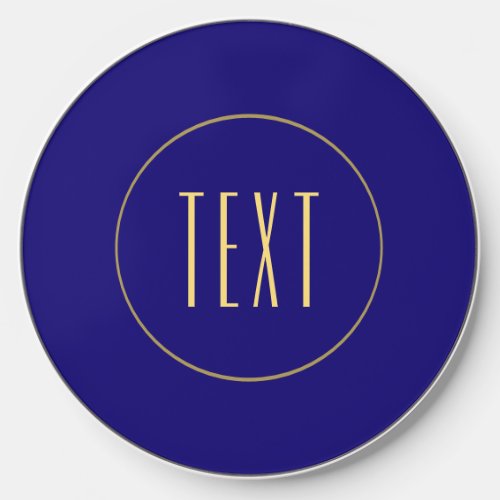 Modern Royal Blue Center Text Single Rim Stripe Wireless Charger