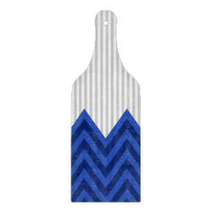 Modern Royal Blue Chevron Gray Stripes Pattern Cutting Board
