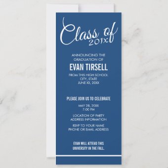 Modern Royal Blue Graduation Photo Announcement | Zazzle