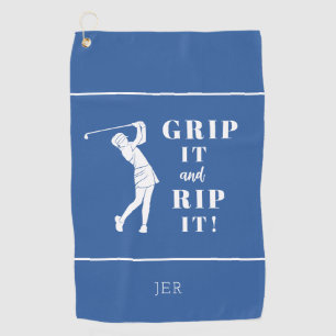 Modern Royal Blue Ladies Sports Custom Golf Towel