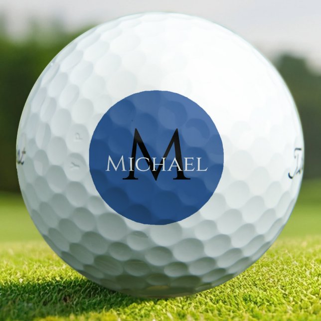 Modern Royal Blue Monogram Custom  Golf Balls (Creator Uploaded)