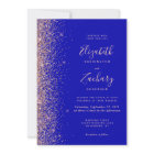 Modern Royal Blue Rose Gold Glitter Edge Wedding