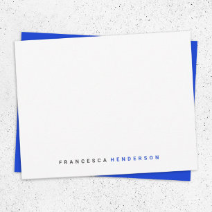 Modern Royal Blue Trendy Minimalist Simple Note Card