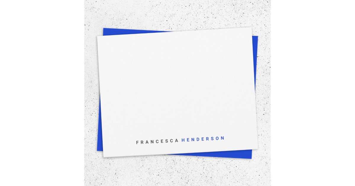 Blue Mini Notes Design Modern Royal Blue Trendy Minimalist Simple Note Card | Zazzle