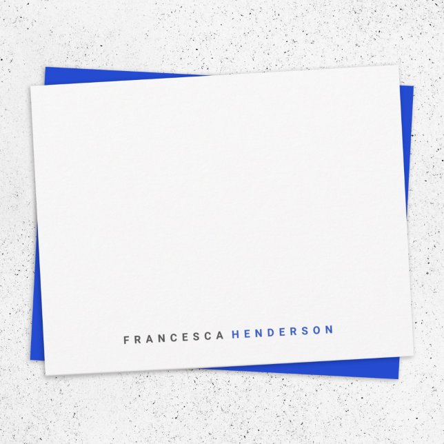 Modern Royal Blue Trendy Minimalist Simple Note Card (Creator Uploaded)