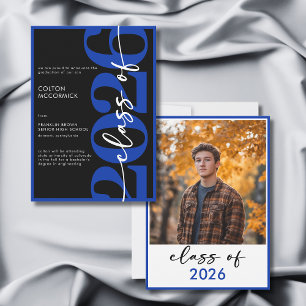 Modern Royal Blue Typography Grad Announcement