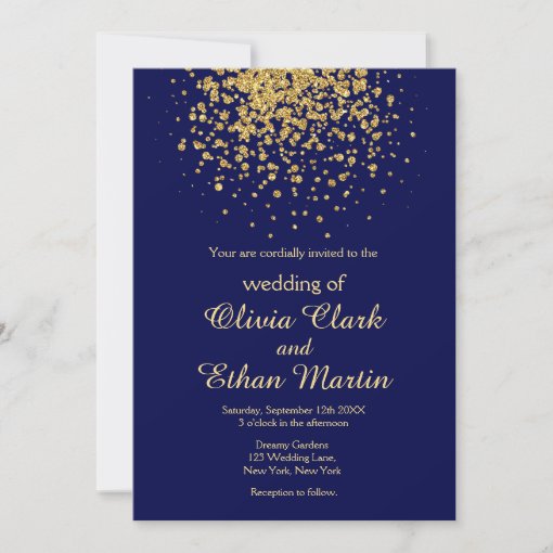 Modern Royal Blue with a Splash of Gold Invitation | Zazzle