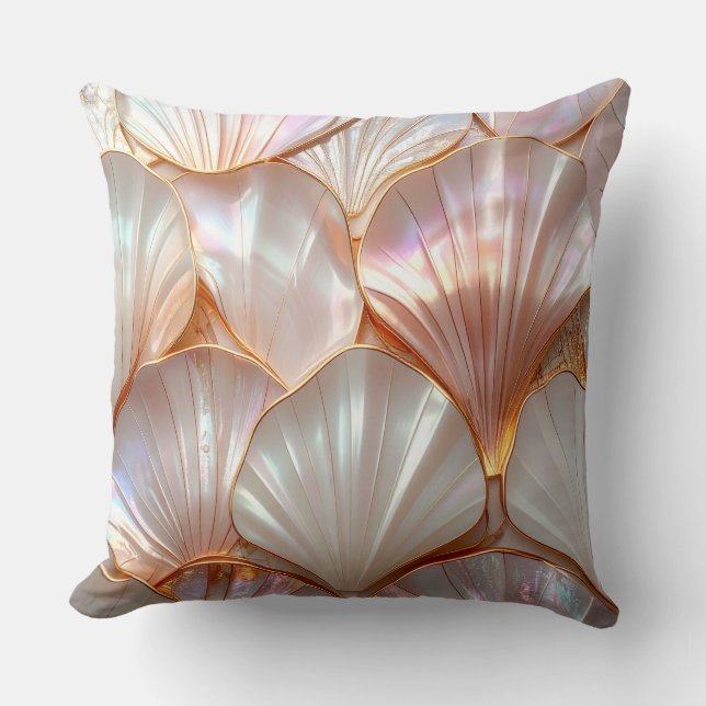 Modern Royal Mother of Pearl & Rose Gold Pillow (Front)