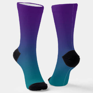 Modern Royal Purple Dark Turquoise Gradient Socks