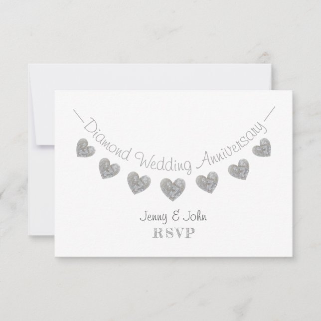 Modern RSVP 60th white diamond wedding anniversary (Front)