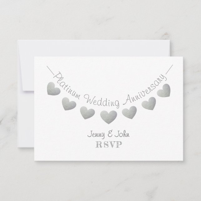 Modern RSVP 70th platinum wedding anniversary Card (Front)