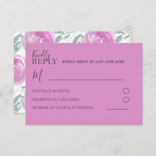 Modern RSVP Pink Watercolor Floral Wedding