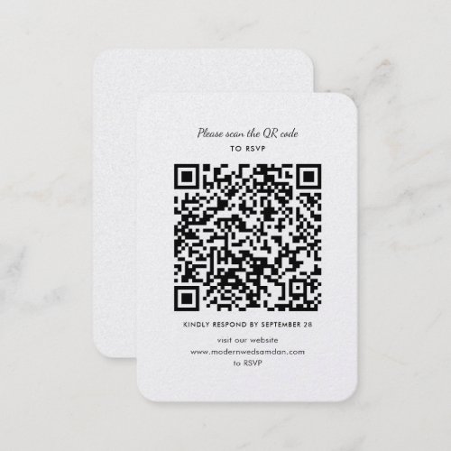 Modern RSVP QR Code Wedding Enclosure Card