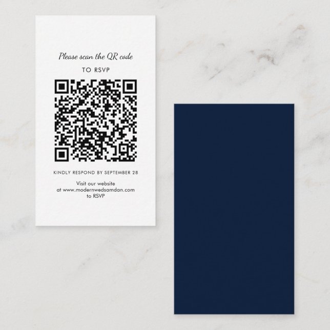 Modern RSVP QR Code Wedding Enclosure Card (Front/Back)