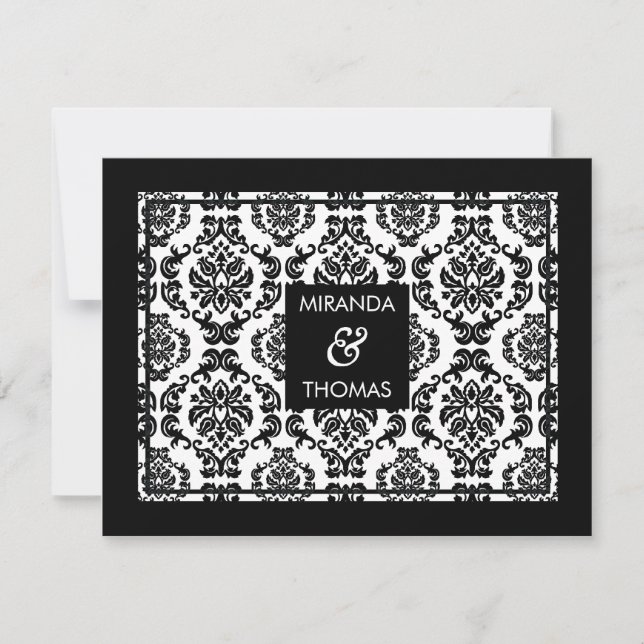 MODERN RSVP REPLY CARD :: damask colors 10 (Front)