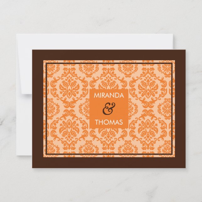 MODERN RSVP REPLY CARD :: damask colors 8 (Front)