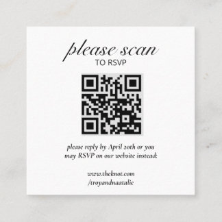 Modern RSVP with QR Code Enclosure Card