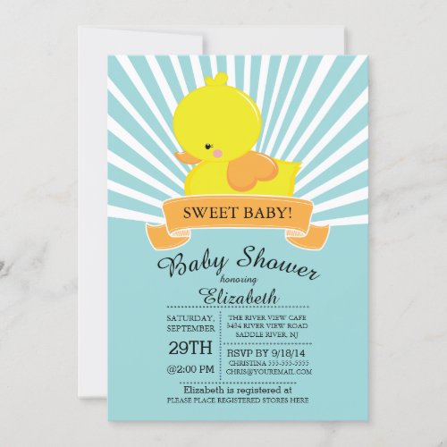 Modern Rubber Duck Neutral Baby Shower Invitation