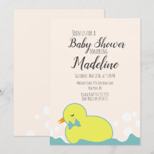 Modern Rubber Duck Yellow Warm Baby Shower Invitation