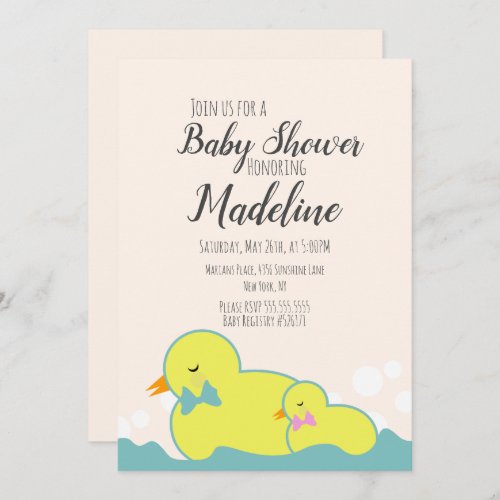 Modern  Rubber Ducks Beige  Baby Shower   Invitation