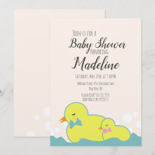 Modern Rubber Ducks Beige Baby Shower Rustic Invitation