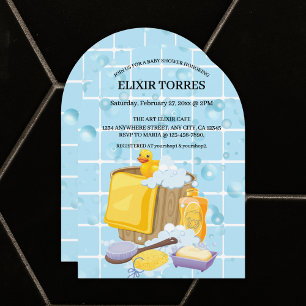 Modern Rubber Ducky Bubbles Baby Shower Invitation