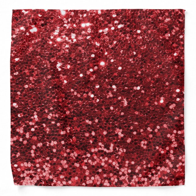 Modern Ruby Red Faux Glitter Print Bandana (Front)