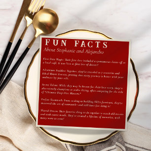 Modern Ruby Red Fun Facts Couple's Funny Wedding Napkins