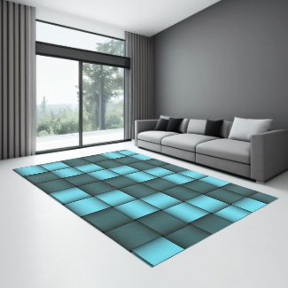 Modern Rug Blue Weave Pattern
