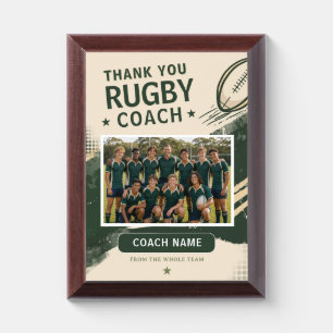 Modern Rugby Team Photo Coach Award Plaque
