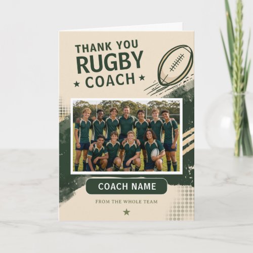 Modern Rugby Team Photo Coach Thank You Card