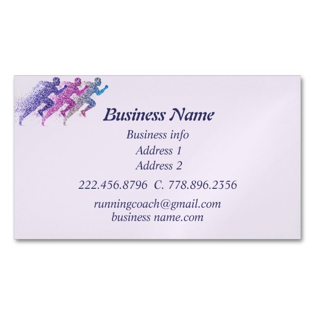 Modern Runners Personal Trainers Coach Business Card Magnet (Front)