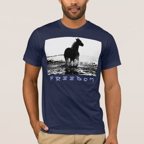 Modern Running Horse Pop Art Navy Blue Mens T_Shirt