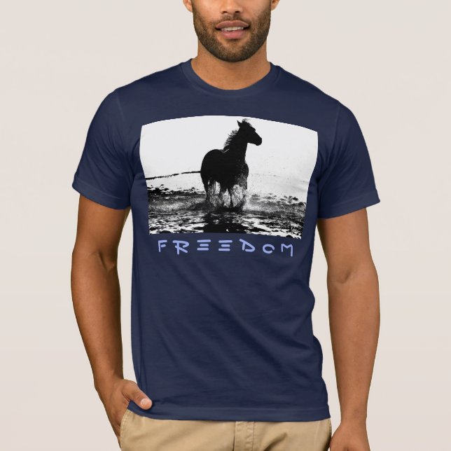 Modern Running Horse Pop Art Navy Blue Men's T-Shirt (Front)