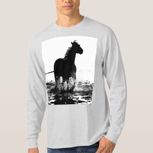 Modern Running Horse Pop Art Template Ash Trendy T_Shirt