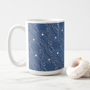 Modern  Running Rabbit Blue White Unique  Coffee Mug