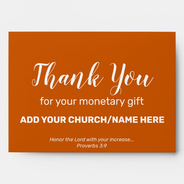 Modern Rust Church Offering Charity Donations Cash Envelope (Front)