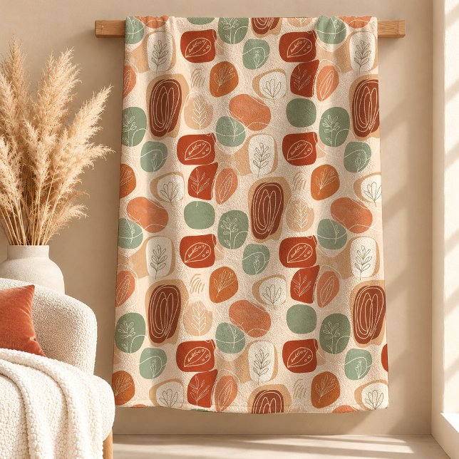 Modern Rust Copper Boho Shapes Blanket Design Art (Modern Rust Copper Boho Shapes Blanket Design Art)