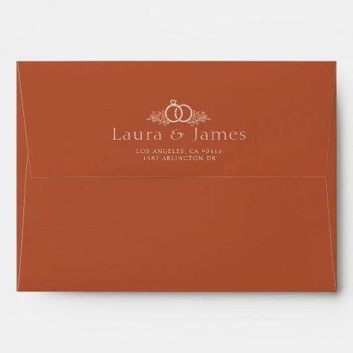 Modern RUST Earth Terracotta Boho Wedding Envelope