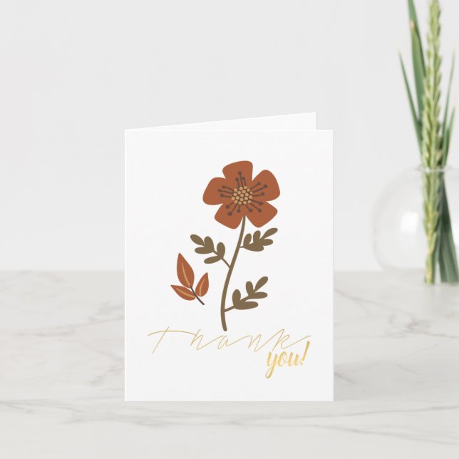 Modern Rust Flower Thank You Card (Front)
