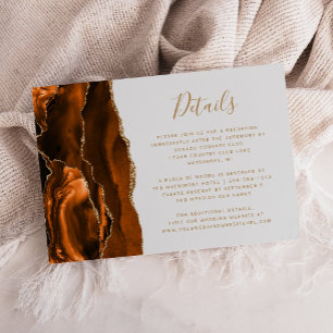 Modern Rust Gold Agate Gray Wedding Details Enclosure Card