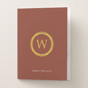 Modern Rust Gold Monogram Presentation Folder