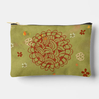 Modern Rust Green Sun Blossom Accessory Pouch