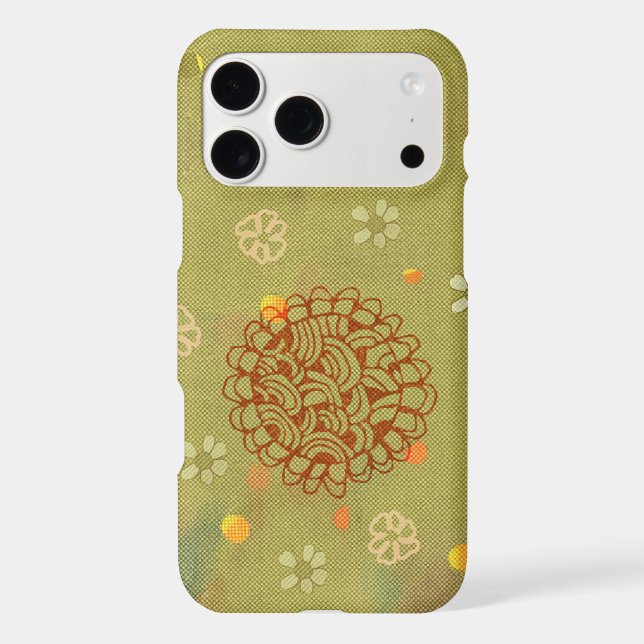 Modern Rust Green Sun Blossom iPhone Case (Back)